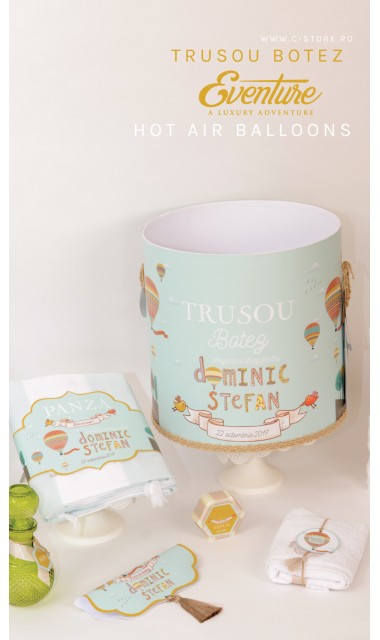 Trusou de botez cu broderie personalizata pentru baieti, Hot air Balloons 2